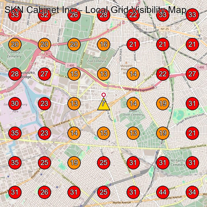 SKN Cabinet Inc GeoGrid visibility map for Wholesaler in Maspeth